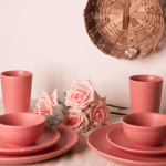 pink ceramic dinner set