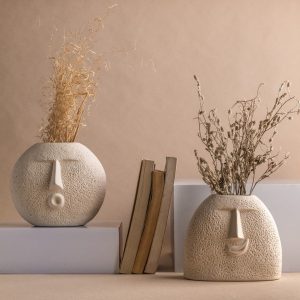 ceramic face vases in oval shape