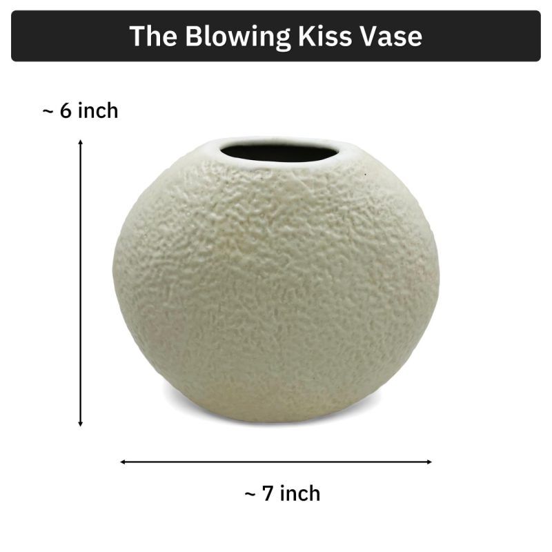 dimensions of blowing kiss ceramic face vase in raw unglazed finish