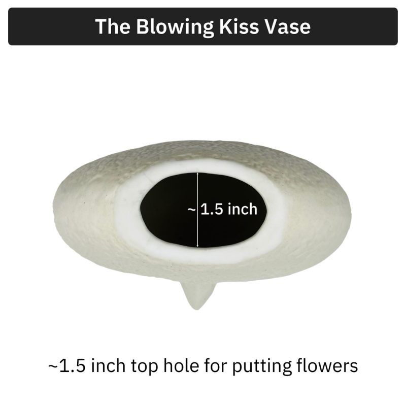 dimensions of blowing kiss ceramic face vase in raw unglazed finish