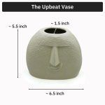 dimensions of upbeat smiling ceramic face vase in raw unglazed finish