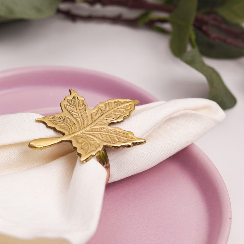 maple leaf brass napkin ring