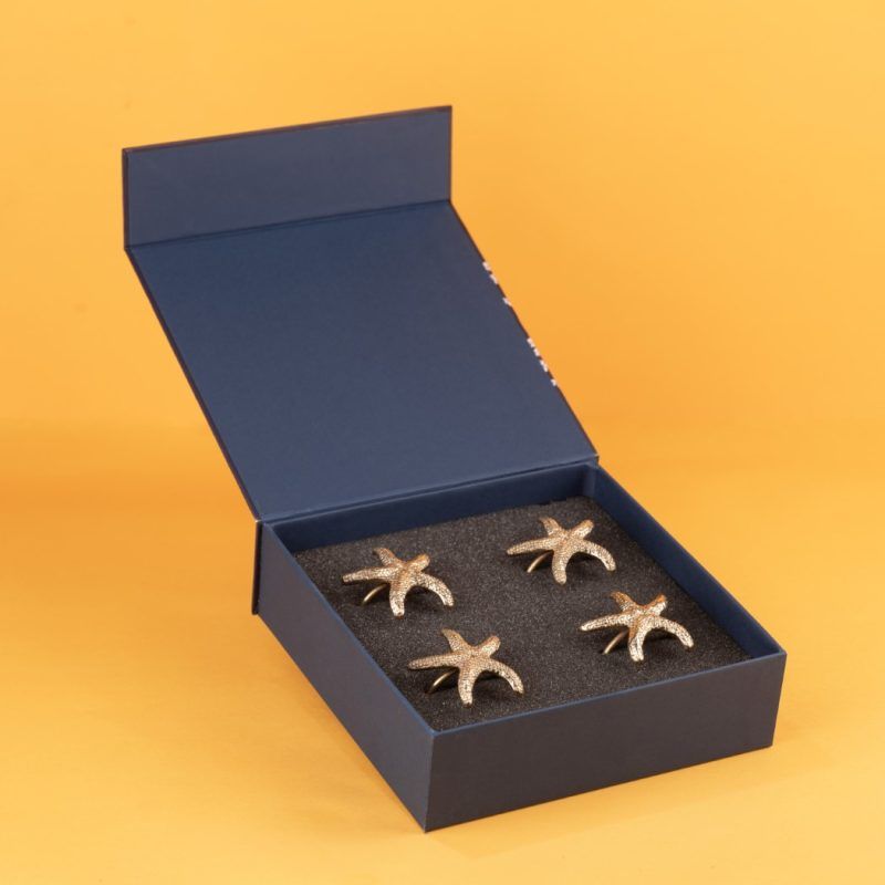 brass starfish napkin ring set of 4 gift box