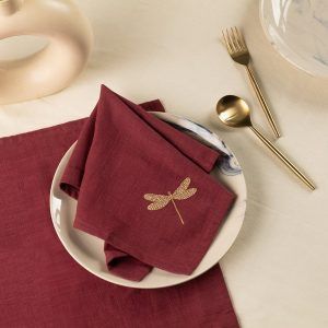 burgundy dragonfly napkin