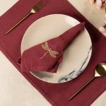 burgundy dragonfly napkin and mat combo